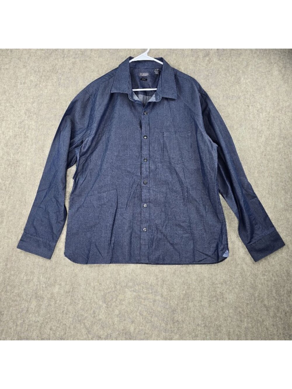 Van Heusen Mens Slim Fit Button Down Shirt Navy Blue XL Long Sleeve